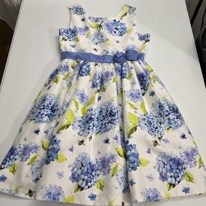 Gymboree Girls Blue Roses Floral Elegant Formal Fancy Ruffled Dress Size 12 NEW